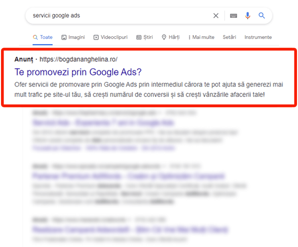 highlighted google result