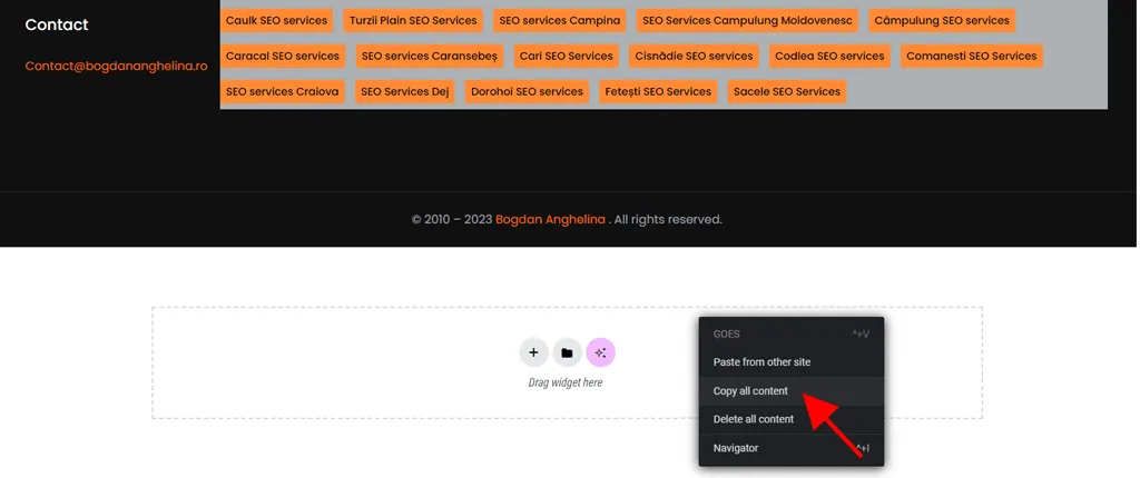How to copy code from Elementor page